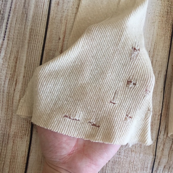 Free People | Distressed Asymmetrical Cream Blouse - Picture 2 of 7